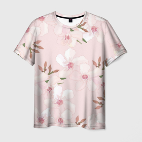 Мужская футболка 3D с принтом Розовые цветы весны , 100% полиэфир | прямой крой, круглый вырез горловины, длина до линии бедер | арт | весна | рисунок | розовые цветы | розовый цветок | сакура | цветение | цветение дерева | цветение деревьев | цветок | цветы | яркие цветы | яркий цветок
