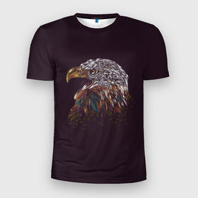 Мужская футболка 3D Slim с принтом Статный орёл в Екатеринбурге, 100% полиэстер с улучшенными характеристиками | приталенный силуэт, круглая горловина, широкие плечи, сужается к линии бедра | арт | орёл | птица | птица хищник | рисунок | хищник