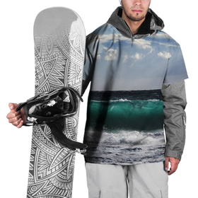 Накидка на куртку 3D с принтом Морской прибой в Петрозаводске, 100% полиэстер |  | волны | нежный | облака | природа | светлый