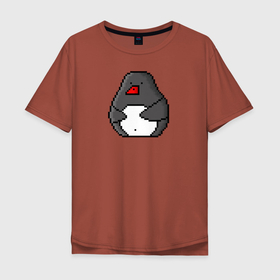 Мужская футболка хлопок Oversize с принтом Пиксельный пингвин. в Новосибирске, 100% хлопок | свободный крой, круглый ворот, “спинка” длиннее передней части | casual | игры | пиксель | пингвин | птицы