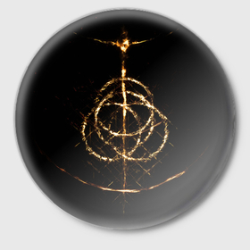 Значок с принтом Logo EldenRing в Екатеринбурге,  металл | круглая форма, металлическая застежка в виде булавки | Тематика изображения на принте: 