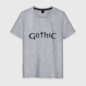 Мужская футболка хлопок с принтом Gothic logo в Екатеринбурге, 100% хлопок | прямой крой, круглый вырез горловины, длина до линии бедер, слегка спущенное плечо. | Тематика изображения на принте: game | games | gothic | gotica | готика | готтика | игра | игры