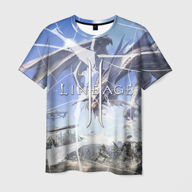 Мужская футболка 3D с принтом Lineage dragonfight , 100% полиэфир | прямой крой, круглый вырез горловины, длина до линии бедер | game | games | lineage | mmo | игра | игры | линейдж | линейдж 2 | линейка | ммо