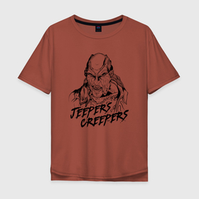 Мужская футболка хлопок Oversize с принтом Line Jeepers Creepers в Санкт-Петербурге, 100% хлопок | свободный крой, круглый ворот, “спинка” длиннее передней части | creepers | jeepers | jeepers creepers | jeepers creepers reborn | reborn | возрожденный | джиперс криперс | джипперс | джипперс криперс возрожденный | криперс | ужастики | ужасы | фильм | хоррор