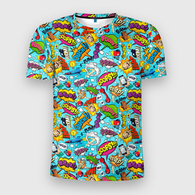 Мужская футболка 3D Slim с принтом Поп арт пузыри , 100% полиэстер с улучшенными характеристиками | приталенный силуэт, круглая горловина, широкие плечи, сужается к линии бедра | молоток | пузырь | ракета | рука | телефон