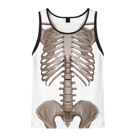 Мужская майка 3D с принтом Анатомия | Скелет в Новосибирске, 100% полиэстер | круглая горловина, приталенный силуэт, длина до линии бедра. Пройма и горловина окантованы тонкой бейкой | Тематика изображения на принте: анатомия | анатомия скелет | одежда анатомия | одежда с принтом скелета | одежда скелет | одежда со скелетом | скелет | скелет принт | скелетон
