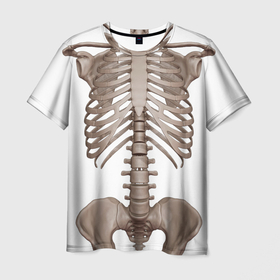 Мужская футболка 3D с принтом Анатомия | Скелет в Санкт-Петербурге, 100% полиэфир | прямой крой, круглый вырез горловины, длина до линии бедер | Тематика изображения на принте: анатомия | анатомия скелет | одежда анатомия | одежда с принтом скелета | одежда скелет | одежда со скелетом | скелет | скелет принт | скелетон