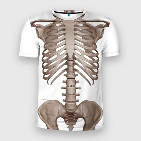 Мужская футболка 3D Slim с принтом Анатомия | Скелет в Тюмени, 100% полиэстер с улучшенными характеристиками | приталенный силуэт, круглая горловина, широкие плечи, сужается к линии бедра | анатомия | анатомия скелет | одежда анатомия | одежда с принтом скелета | одежда скелет | одежда со скелетом | скелет | скелет принт | скелетон