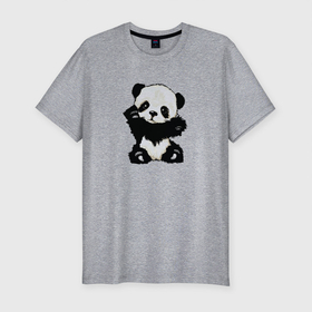 Мужская футболка хлопок Slim с принтом Cute Baby Panda в Белгороде, 92% хлопок, 8% лайкра | приталенный силуэт, круглый вырез ворота, длина до линии бедра, короткий рукав | детский | лапочка | милый | мимими | панда | ребенок | хороший