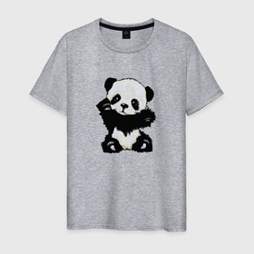 Мужская футболка хлопок с принтом Cute Baby Panda в Курске, 100% хлопок | прямой крой, круглый вырез горловины, длина до линии бедер, слегка спущенное плечо. | детский | лапочка | милый | мимими | панда | ребенок | хороший