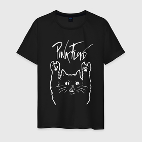 Мужская футболка хлопок с принтом Pink Floyd Пинк флойд Рок кот в Петрозаводске, 100% хлопок | прямой крой, круглый вырез горловины, длина до линии бедер, слегка спущенное плечо. | floyd | pink | rock | англия | британия | гитара | группа | музыка | песни | пинк | пинк флойд | призма | радуга | рок | флойд