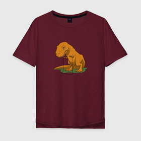 Мужская футболка хлопок Oversize с принтом Foiled Again в Тюмени, 100% хлопок | свободный крой, круглый ворот, “спинка” длиннее передней части | t rex | дино | динозавр | лапки | лапочка | метеорит | милый | провал | снова | тирекс | эра
