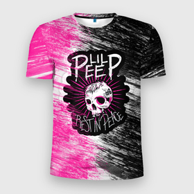 Мужская футболка 3D Slim с принтом Lil Peep Grunge Эмо Лил Пип в Тюмени, 100% полиэстер с улучшенными характеристиками | приталенный силуэт, круглая горловина, широкие плечи, сужается к линии бедра | crybaby | girl | grunge | lil | music | peep | retro | rip | rock | skull | tatoo | аниме | гранж | лил | музыка | надпись | пип | плакса | полосы | реп | розовый | рэп | тату | цыпленок | череп | эмо