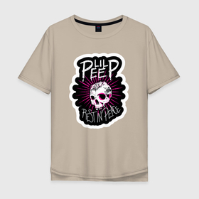 Мужская футболка хлопок Oversize с принтом Lil Peep Череп RIP Лил Пип в Екатеринбурге, 100% хлопок | свободный крой, круглый ворот, “спинка” длиннее передней части | crybaby | girl | grunge | lil | music | peep | retro | rip | rock | skull | tatoo | аниме | гранж | лил | музыка | надпись | пип | плакса | полосы | реп | розовый | рэп | тату | цыпленок | череп | эмо