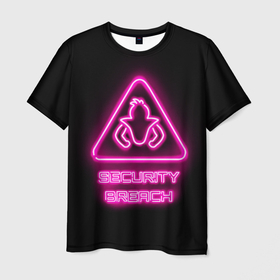 Мужская футболка 3D с принтом Five Nights at Freddys: Security Breach лого , 100% полиэфир | прямой крой, круглый вырез горловины, длина до линии бедер | 5 ночей с фредди | five nights at freddys | security breach | аниматроники | игра | компьютерная игра | лого | логотип | фредди | фреди