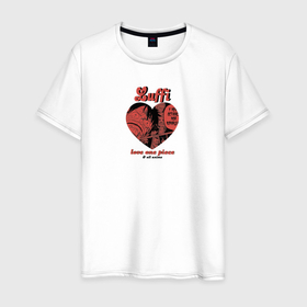 Мужская футболка хлопок с принтом Luffilove onepiece в Петрозаводске, 100% хлопок | прямой крой, круглый вырез горловины, длина до линии бедер, слегка спущенное плечо. | onepiece | аниме | ванпис | луффи | любовь | пираты | сенен