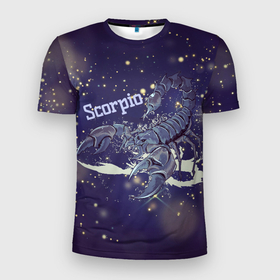 Мужская футболка 3D Slim с принтом Scorpio в Екатеринбурге, 100% полиэстер с улучшенными характеристиками | приталенный силуэт, круглая горловина, широкие плечи, сужается к линии бедра | арт | графика | надписи | насекомые | скорпион