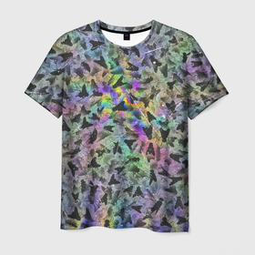 Мужская футболка 3D с принтом Психоделические мухи в Курске, 100% полиэфир | прямой крой, круглый вырез горловины, длина до линии бедер | grunge | гранж | муха | мухи | насекомые | паттерн | силуэт