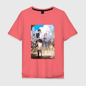 Мужская футболка хлопок Oversize с принтом Герои Ла2 на борту в Тюмени, 100% хлопок | свободный крой, круглый ворот, “спинка” длиннее передней части | game | games | lineage | mmo | игра | игры | линейдж | линейдж 2 | линейка | ммо