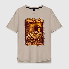 Мужская футболка хлопок Oversize с принтом Настоящее барбекю в Тюмени, 100% хлопок | свободный крой, круглый ворот, “спинка” длиннее передней части | барбекю | гранж | мясо | пена | уличный стиль