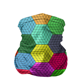 Бандана-труба 3D с принтом Геометрический узор   Pattern в Петрозаводске, 100% полиэстер, ткань с особыми свойствами — Activecool | плотность 150‒180 г/м2; хорошо тянется, но сохраняет форму | abstruction | color | cube | geometry | pattern | абстракция | геометрия | куб | узор | цвет