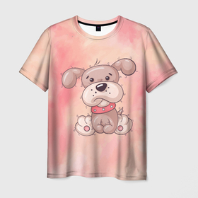 Мужская футболка 3D с принтом плюшевый песик в Тюмени, 100% полиэфир | прямой крой, круглый вырез горловины, длина до линии бедер | odg | милый | пес | песик | собака | собачка