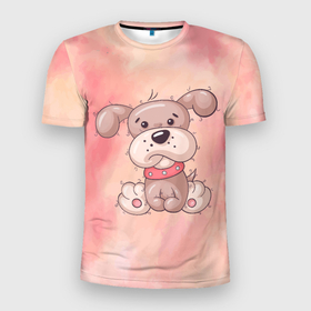Мужская футболка 3D Slim с принтом плюшевый песик в Санкт-Петербурге, 100% полиэстер с улучшенными характеристиками | приталенный силуэт, круглая горловина, широкие плечи, сужается к линии бедра | odg | милый | пес | песик | собака | собачка