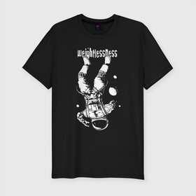 Мужская футболка хлопок Slim с принтом Невесомость , 92% хлопок, 8% лайкра | приталенный силуэт, круглый вырез ворота, длина до линии бедра, короткий рукав | astronaut | space | spacesuit | weightlessness | космонавт | космос | невесомость | скафандр