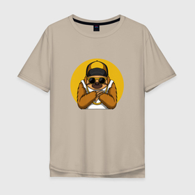 Мужская футболка хлопок Oversize с принтом Богатенький ленивец в Новосибирске, 100% хлопок | свободный крой, круглый ворот, “спинка” длиннее передней части | folivora | богатенький | зверь | лежебок | лежебока | ленивцы | лентяй | листоеды | лодырь | млекопитающий
