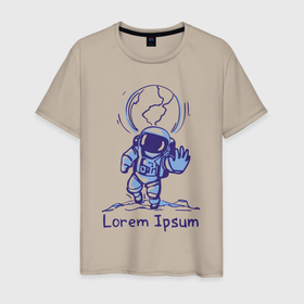 Мужская футболка хлопок с принтом Lorem Ipsum   Space в Кировске, 100% хлопок | прямой крой, круглый вырез горловины, длина до линии бедер, слегка спущенное плечо. | astronaut | gesture | hand | meme | planet | spacesuit | жест | космонавт | мем | планета | рука | скафандр