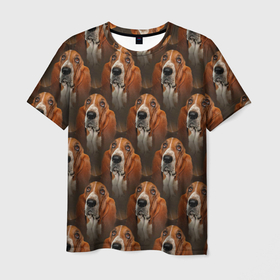 Мужская футболка 3D с принтом Dog patternt в Кировске, 100% полиэфир | прямой крой, круглый вырез горловины, длина до линии бедер | Тематика изображения на принте: dog | дог | паттерн | пес | песик | псина | собака | собачки