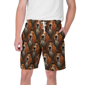 Мужские шорты 3D с принтом Dog patternt в Белгороде,  полиэстер 100% | прямой крой, два кармана без застежек по бокам. Мягкая трикотажная резинка на поясе, внутри которой широкие завязки. Длина чуть выше колен | dog | дог | паттерн | пес | песик | псина | собака | собачки