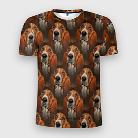 Мужская футболка 3D Slim с принтом Dog patternt в Санкт-Петербурге, 100% полиэстер с улучшенными характеристиками | приталенный силуэт, круглая горловина, широкие плечи, сужается к линии бедра | dog | дог | паттерн | пес | песик | псина | собака | собачки