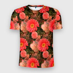 Мужская футболка 3D Slim с принтом Полевые цветочки  дачные цветы в Тюмени, 100% полиэстер с улучшенными характеристиками | приталенный силуэт, круглая горловина, широкие плечи, сужается к линии бедра | дача | дачные | полевые цветы | сад | садовые цветы | цветы