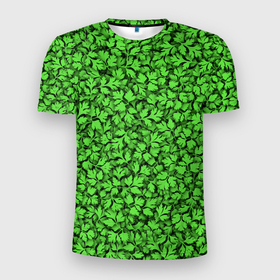 Мужская футболка 3D Slim с принтом Кинза в Белгороде, 100% полиэстер с улучшенными характеристиками | приталенный силуэт, круглая горловина, широкие плечи, сужается к линии бедра | Тематика изображения на принте: kinza | vegan | веган | дача | зелень | кориандр | листья | овощи | огород | паттерн | петрушка | пряность