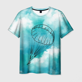 Мужская футболка 3D с принтом Парашютист в облаках в Белгороде, 100% полиэфир | прямой крой, круглый вырез горловины, длина до линии бедер | parachute | skydiving | вдв | воздушно десантные войска | парашут | парашутист | парашют | парашютизм | парашютист | парашютный спорт | прыжки с парашютом