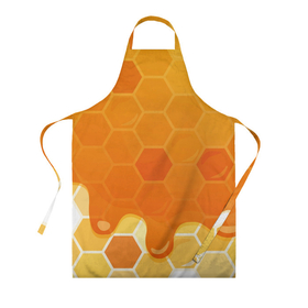 Фартук 3D с принтом Мёд от пчёл в Курске, 100% полиэстер | общий размер — 65 х 85 см, ширина нагрудника — 26 см, горловина — 53 см, длина завязок — 54 см, общий обхват в поясе — 173 см. Принт на завязках и на горловине наносится с двух сторон, на основной части фартука — только с внешней стороны | бджилка | конфета | мед | пчёлка | пчеловод | сгущёнка | сладкие