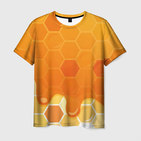 Мужская футболка 3D с принтом Мёд от пчёл в Новосибирске, 100% полиэфир | прямой крой, круглый вырез горловины, длина до линии бедер | бджилка | конфета | мед | пчёлка | пчеловод | сгущёнка | сладкие