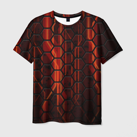 Мужская футболка 3D с принтом Глубокая абстракция в Курске, 100% полиэфир | прямой крой, круглый вырез горловины, длина до линии бедер | абстракт | геометрия | линии | полосы | соты | экзоскелет