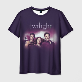 Мужская футболка 3D с принтом Персонажи Twilight в Кировске, 100% полиэфир | прямой крой, круглый вырез горловины, длина до линии бедер | Тематика изображения на принте: белла | джейкоб | надпись | название | персонажи | эдвард
