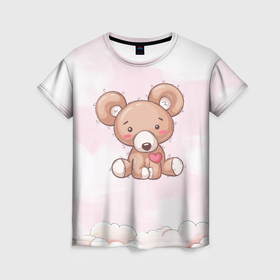 Женская футболка 3D с принтом Плюшевый мишка игрушка в Белгороде, 100% полиэфир ( синтетическое хлопкоподобное полотно) | прямой крой, круглый вырез горловины, длина до линии бедер | медведь | медвежонок | миша | плюшевый | плюшевый мишка