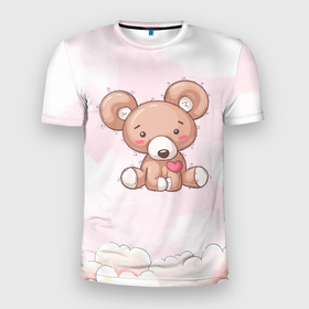 Мужская футболка 3D Slim с принтом Плюшевый мишка игрушка в Тюмени, 100% полиэстер с улучшенными характеристиками | приталенный силуэт, круглая горловина, широкие плечи, сужается к линии бедра | медведь | медвежонок | миша | плюшевый | плюшевый мишка