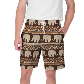 Мужские шорты 3D с принтом слоны паттерн в Курске,  полиэстер 100% | прямой крой, два кармана без застежек по бокам. Мягкая трикотажная резинка на поясе, внутри которой широкие завязки. Длина чуть выше колен | африка | паттерн | слон | слоны | слоны паттерн | текстуры