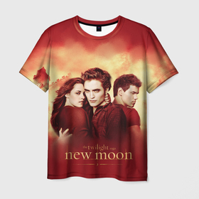 Мужская футболка 3D с принтом Новая луна в Кировске, 100% полиэфир | прямой крой, круглый вырез горловины, длина до линии бедер | вампир | волк | любовь | надпись | персонажи | сумерки