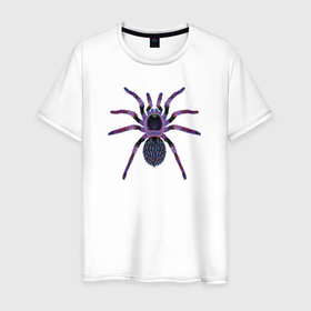 Мужская футболка хлопок с принтом Огромный психоделический паук в Санкт-Петербурге, 100% хлопок | прямой крой, круглый вырез горловины, длина до линии бедер, слегка спущенное плечо. | psychedelic | большой | душа | медитация | метаморфоза | огромный | очевидный | паук | психоделика | психоделическая | сознание | тарантул | фиолетовый | цветная | ясный