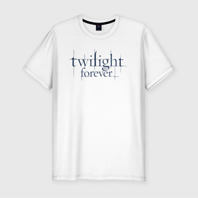 Мужская футболка хлопок Slim с принтом Logo Twilight в Курске, 92% хлопок, 8% лайкра | приталенный силуэт, круглый вырез ворота, длина до линии бедра, короткий рукав | вампиры | логотип | надпись | название | сумерки