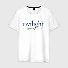 Мужская футболка хлопок с принтом Logo Twilight в Санкт-Петербурге, 100% хлопок | прямой крой, круглый вырез горловины, длина до линии бедер, слегка спущенное плечо. | вампиры | логотип | надпись | название | сумерки
