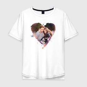 Мужская футболка хлопок Oversize с принтом Twilight love в Екатеринбурге, 100% хлопок | свободный крой, круглый ворот, “спинка” длиннее передней части | Тематика изображения на принте: белла | любовь | пара | персонажы | сумерки | цветы | эдвард