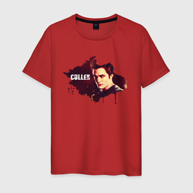 Мужская футболка хлопок с принтом Cullen в Белгороде, 100% хлопок | прямой крой, круглый вырез горловины, длина до линии бедер, слегка спущенное плечо. | брызги | вампир | надпись | персонаж | сумерки | эдвард