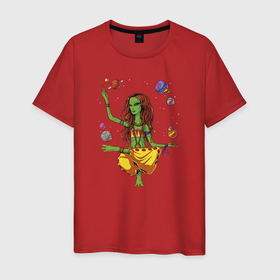 Мужская футболка хлопок с принтом Нирвана инопланетной женщины в Петрозаводске, 100% хлопок | прямой крой, круглый вырез горловины, длина до линии бедер, слегка спущенное плечо. | Тематика изображения на принте: psychedelic | астрономия | гумоноид | душа | звезды | зеленая | инопланетянин | инопланетянка | космос | медитация | метаморфоза | нло | очевидный | планеты | пришелец | психоделика | психоделическая
